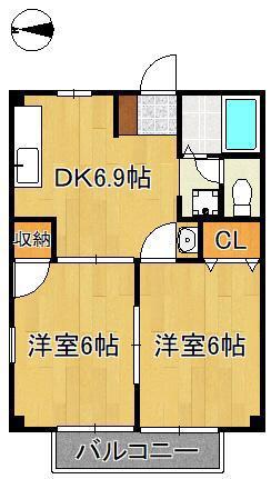 パレスサンノゼ(2DK/2階)の間取り写真