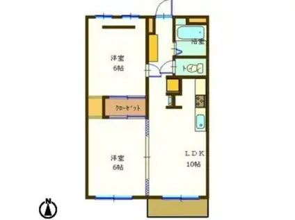 平和第二マンション(2LDK/4階)の間取り写真