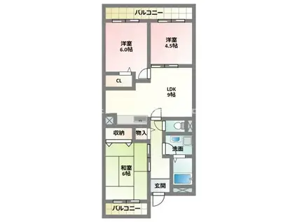 ケイエスマンション(3LDK/3階)の間取り写真