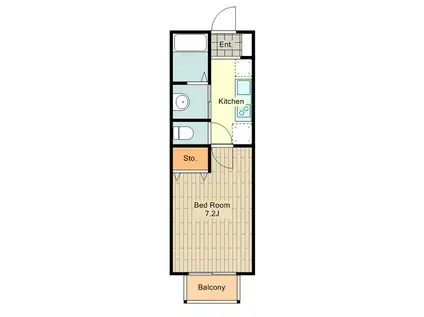 フォンティーヌ(1K/1階)の間取り写真