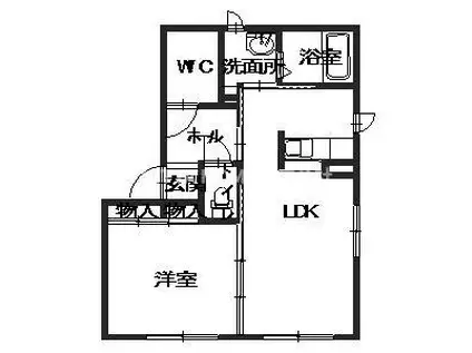シャーメゾン楽音寺B(1LDK/1階)の間取り写真