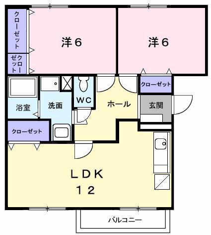 ソミュール匠(2LDK/2階)の間取り写真
