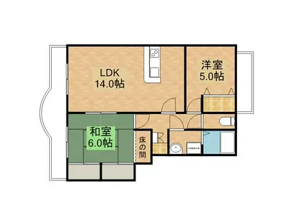 ウエストコート尾上(2LDK/1階)の間取り写真