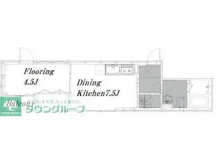 ログライフ上用賀(1DK/2階)の間取り写真