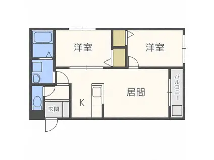 トラストコートS16(2LDK/3階)の間取り写真