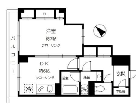 クレール目黒(1DK/8階)の間取り写真