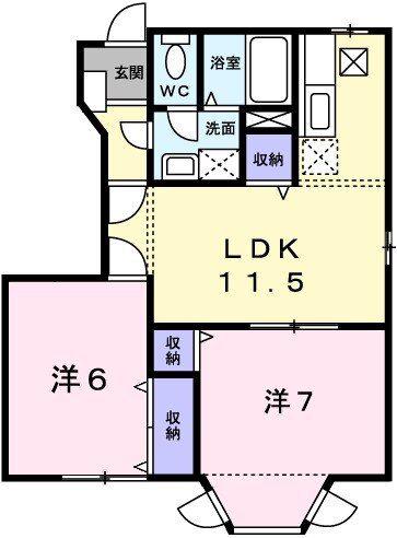 リリースタウン(2LDK/1階)の間取り写真