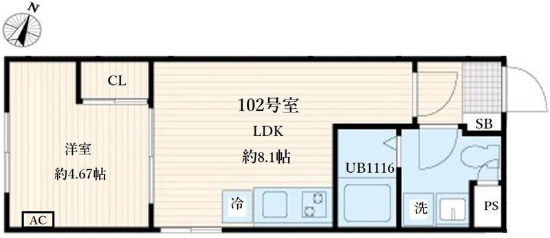AGLAIA要町(1LDK/1階)の間取り写真