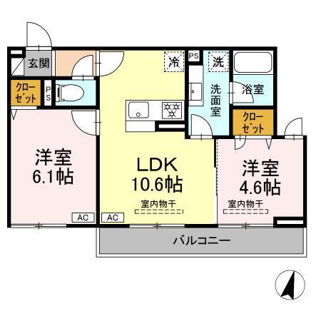 リートゥス湘南辻堂(2LDK/2階)の間取り写真