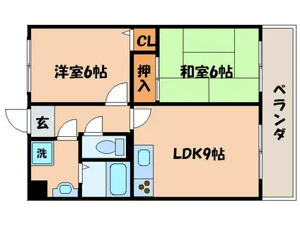 クレール弍番館(2LDK/1階)の間取り写真