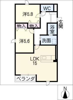 パレスフォルム(2LDK/3階)の間取り写真
