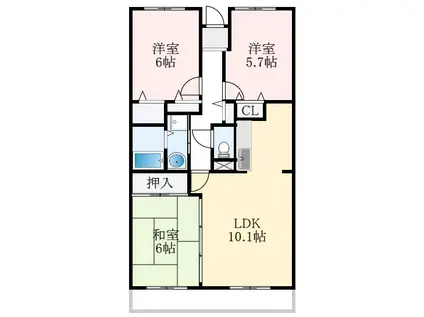 ノイ初芝(2SLDK/4階)の間取り写真
