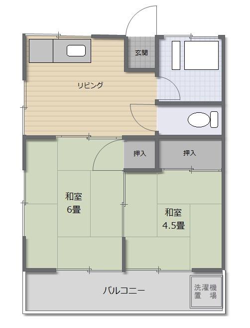 第2和田荘(2K/1階)の間取り写真