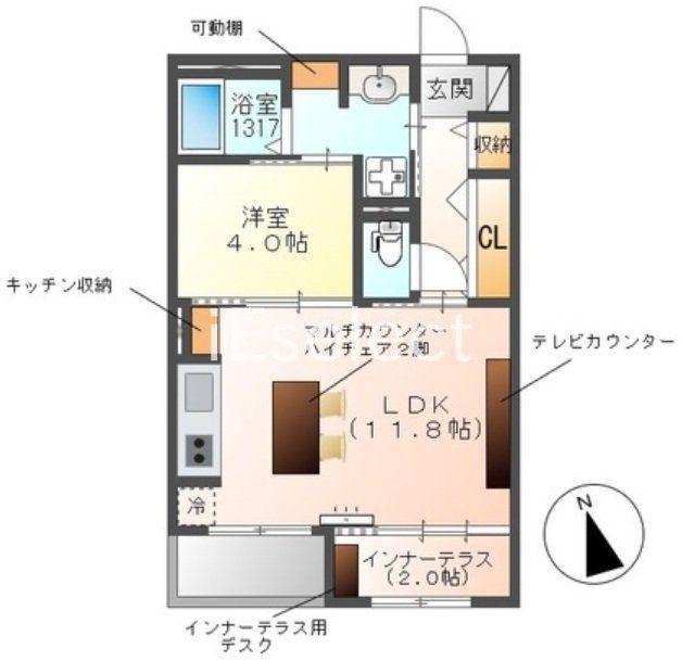パークエステート I(1LDK/2階)の間取り写真