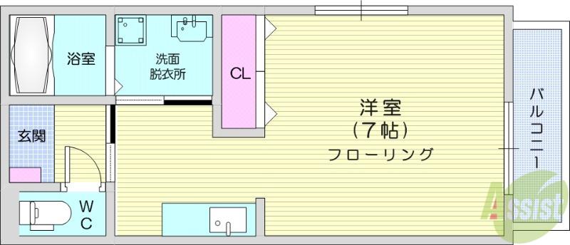 メゾンドルージュバレ(ワンルーム/2階)の間取り写真