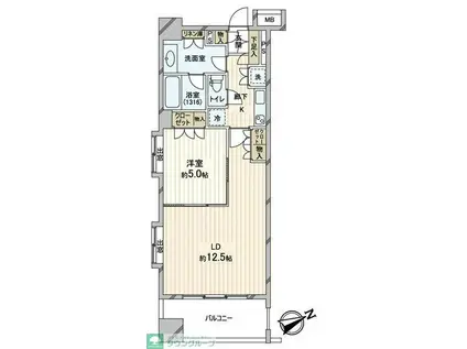 アリュージュ志木本町(1LDK/9階)の間取り写真