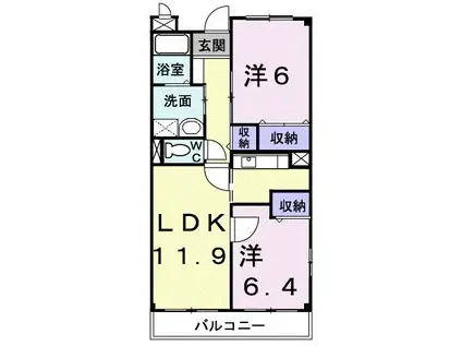 エントピア・ドミール(2LDK/3階)の間取り写真