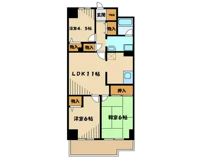 フォレスト城山(3LDK/1階)の間取り写真