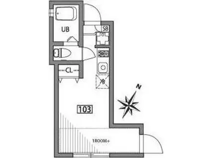 BLANC COURT代田橋(ワンルーム/1階)の間取り写真