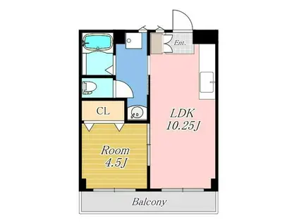 潮見ビル(1LDK/2階)の間取り写真