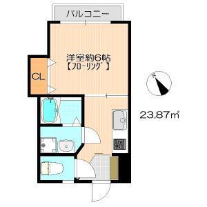 ラファールコートA(1K/2階)の間取り写真