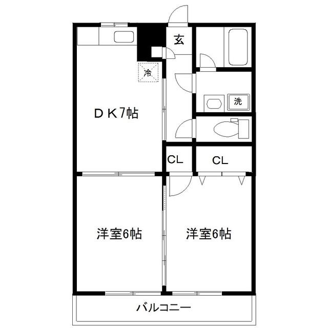 メゾン若林(2DK/2階)の間取り写真