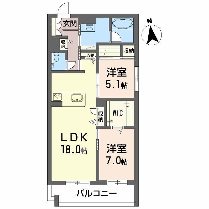 メゾン ド コリーヌ(2LDK/2階)の間取り写真