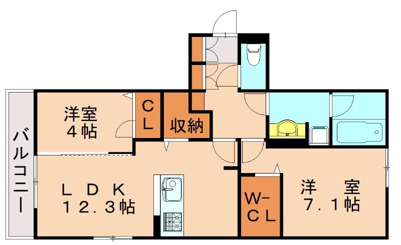 アトレ西折尾(2LDK/3階)の間取り写真