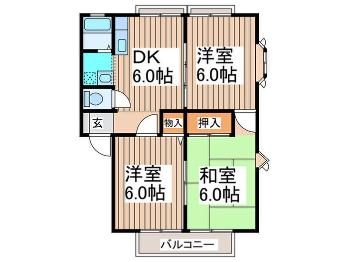 アネックス897(3DK/2階)の間取り写真