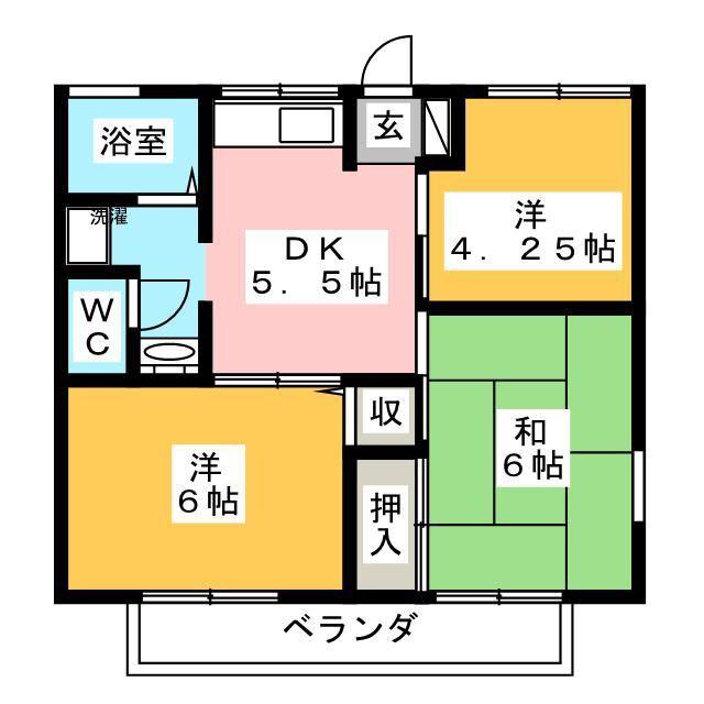 グリーンハイツA(3DK/2階)の間取り写真