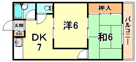 アーベインハイム(2DK/2階)の間取り写真