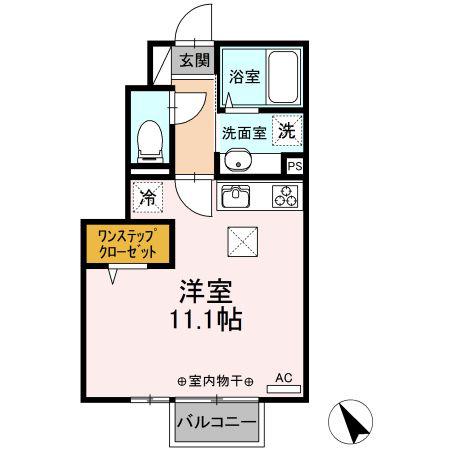 アップルガーデンD(ワンルーム/1階)の間取り写真