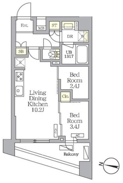 NOGATA RESIDENCE(2LDK/1階)の間取り写真