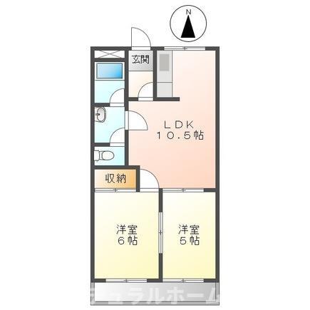 プレステージ薬師II(2LDK/1階)の間取り写真