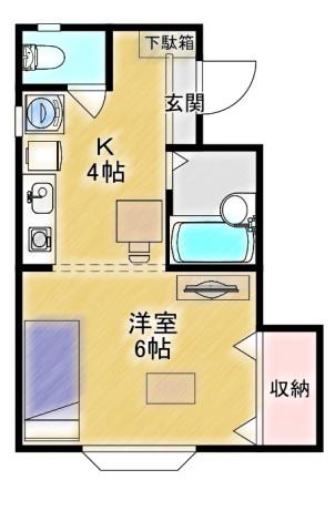 クレール薬師台2番館(1K/1階)の間取り写真