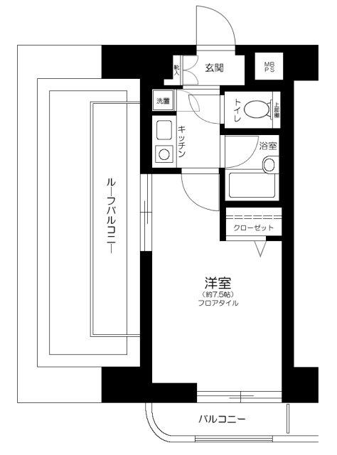 ライオンズマンション都立大学第2(1K/3階)の間取り写真