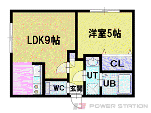 カステル大曲(1LDK/1階)の間取り写真