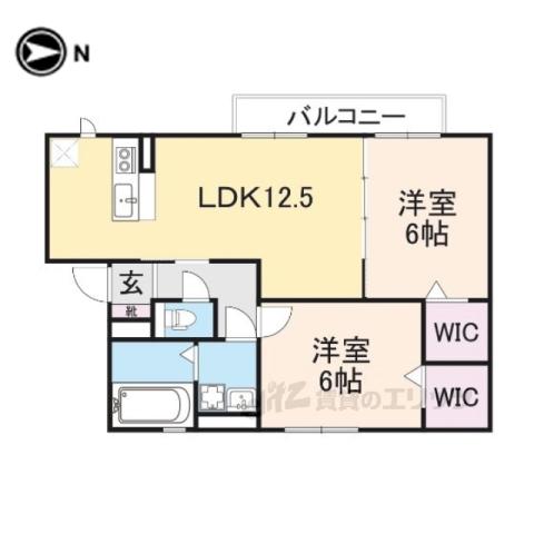 シャローパディ(2LDK/2階)の間取り写真