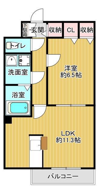 BRIGHT HILL(1LDK/2階)の間取り写真