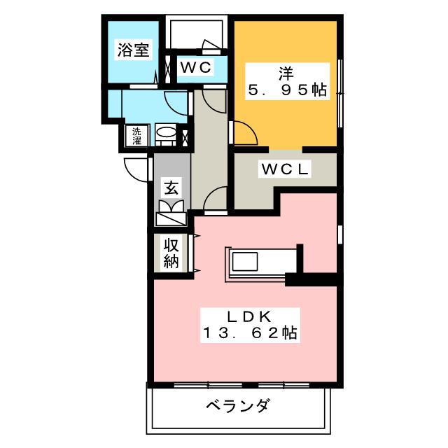 ゴールドベル(1LDK/1階)の間取り写真
