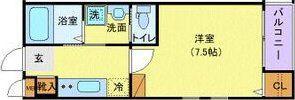アリュール薬師堂駅前(1K/2階)の間取り写真