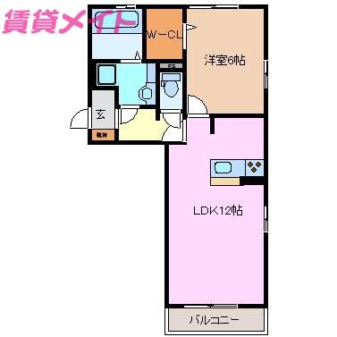 エミネンス B(1LDK/3階)の間取り写真