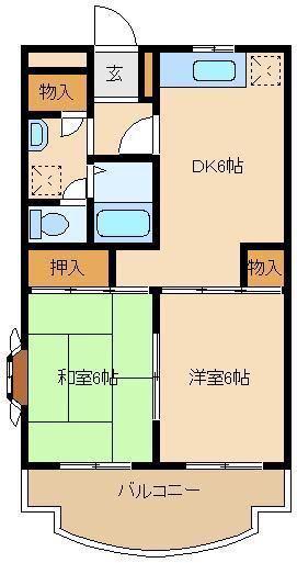 ポポラーレ壱番館(2DK/3階)の間取り写真