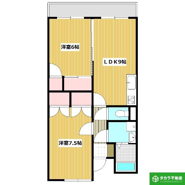 フロイデつる(2LDK/5階)の間取り写真