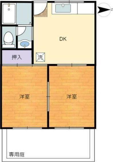 矢頭ハイツB棟(2DK/1階)の間取り写真