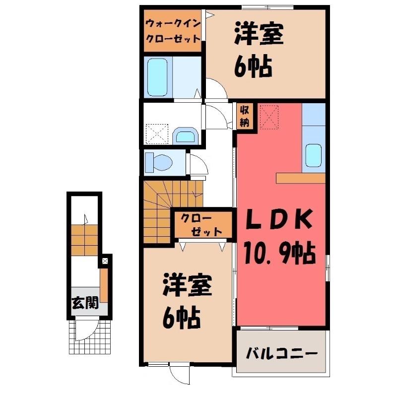 A.T.GARDEN(2LDK/2階)の間取り写真