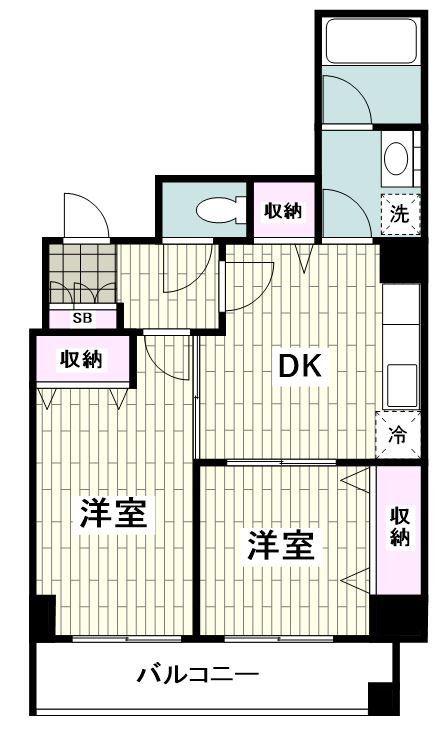 プレジール洋光台(2DK/2階)の間取り写真