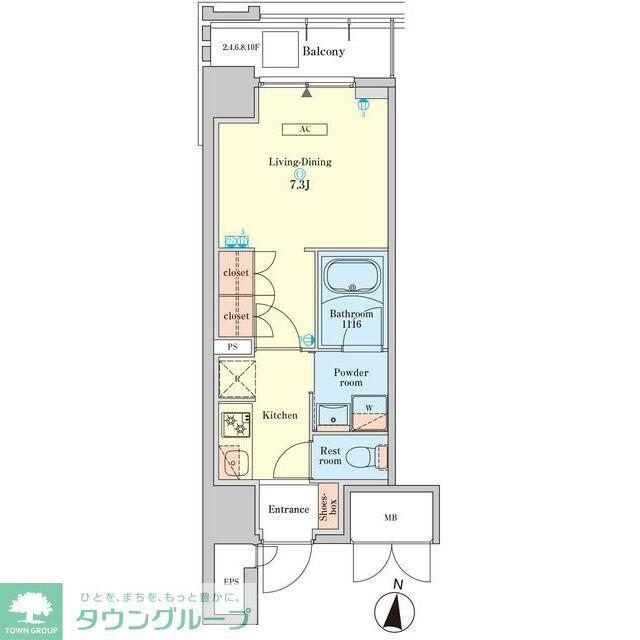 RJRプレシア菊川駅前(1K/4階)の間取り写真