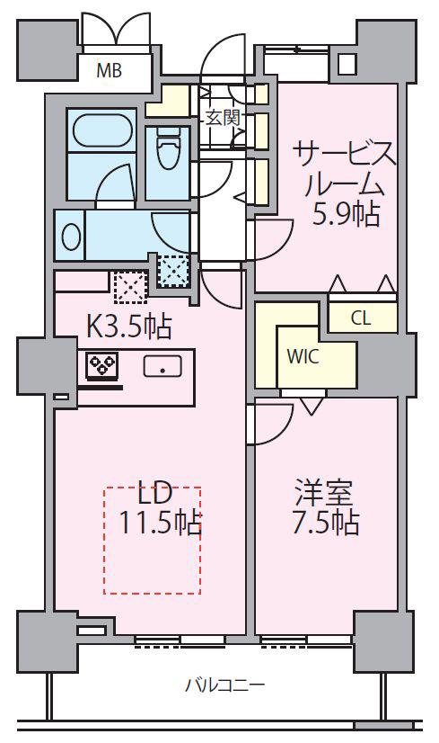 ロイヤルパークスタワー南千住(1SLDK/18階)の間取り写真