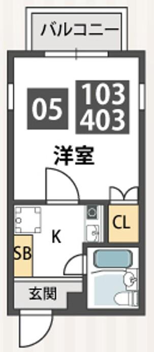 神戸リブプレイス深江南(1K/1階)の間取り写真